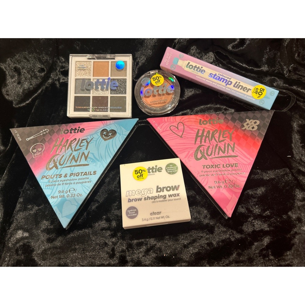 Lot 6 Piece Lottie London Lot Blush Eye Shadow Harley Quinn Eye Brow Wax Makeup